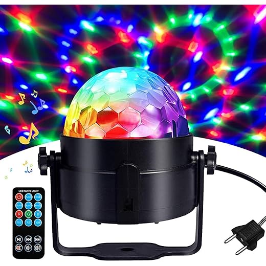 M $ T GOLDI DJ Light Party Disco Light for Home Party 10M Remote Control Led Disco Ball 7 Colors Pattern & 4 Modes Dancing Light for Room Rotating Bulb Magic Lights for Diwali Karaoke Birthday