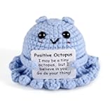 Positive Octopus, Mini Funny Potato Knitted Octopus Toy with Encouraging Card, Cute Emotional Support Crochet Doll, Cheer Up Gifts for Women, Boys, Girls, Party Decoration