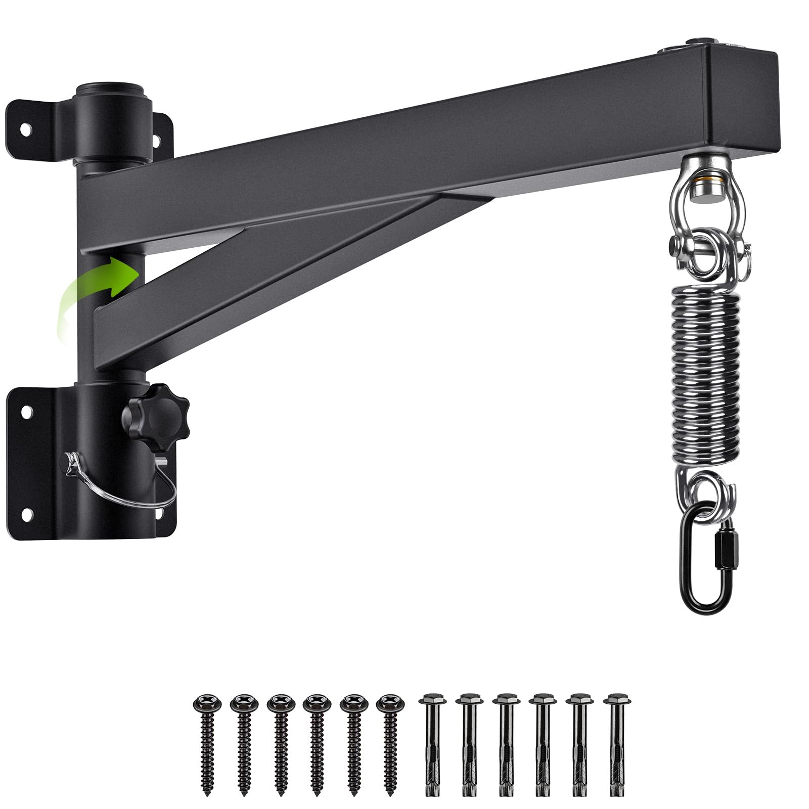 BeneLabel Punch Bag Bracket, Boxing Bag Stand Foldable Wall Mount 360 Rotating Heavy Bag Hanger Silent Bearing Swivel Hook with M5 Spring for Home Gym Indoor Outdoor Boxing Exercise, 400lbs / 61cm