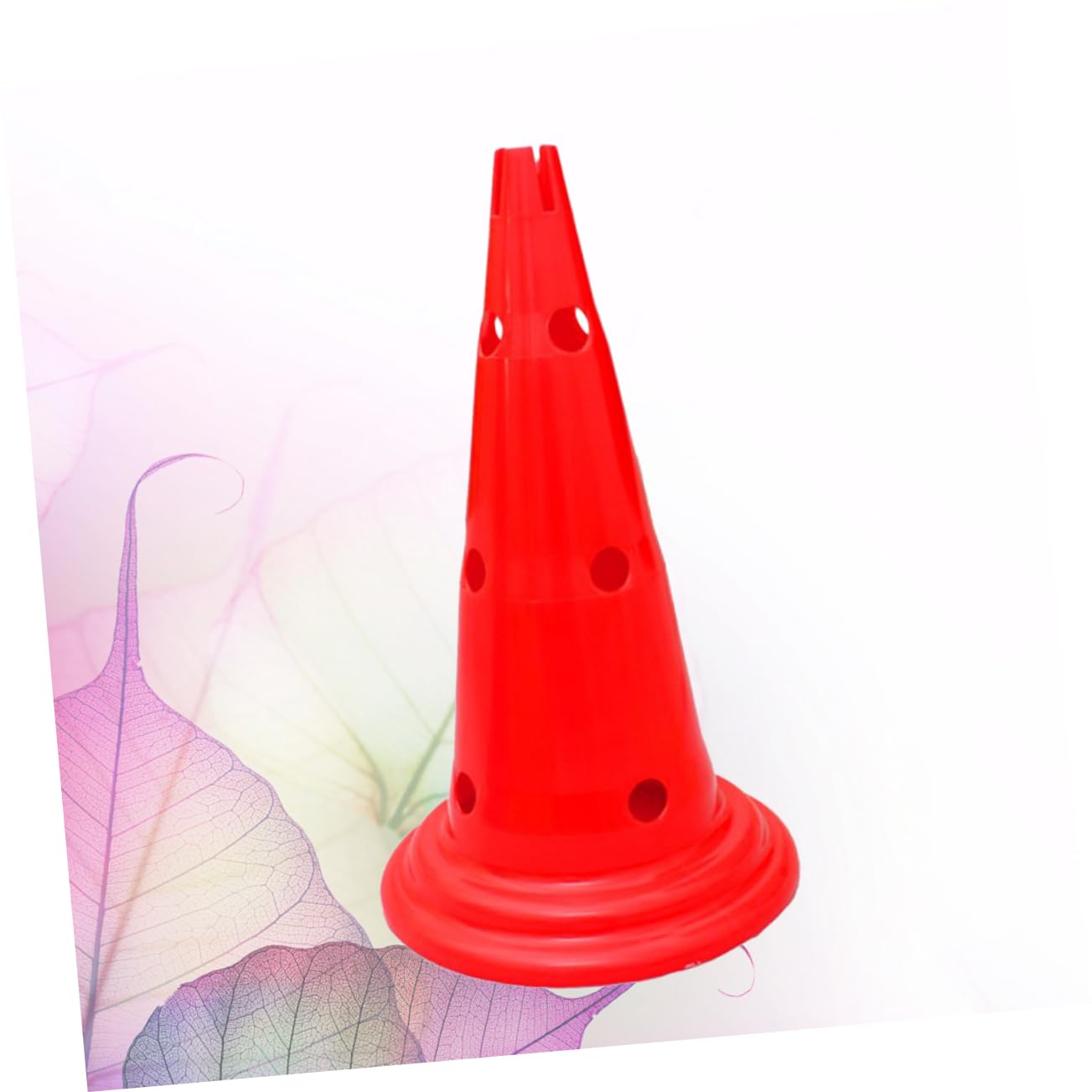 HEMOTON Cônes D'entraînement De Football avec Trous 50 Cm, Plastique Solide, Coupe-Vent, Lot de Marquage Rouge, pour Entraînement Sportif Et Barrage Routier