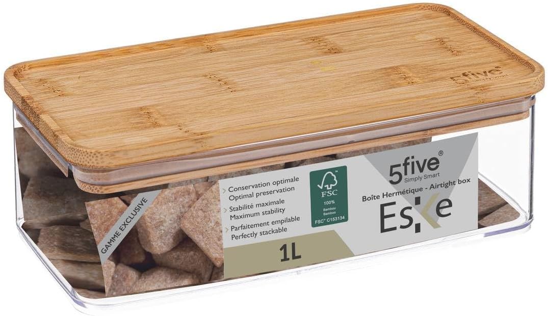 5five Rectangular Storage Box with Bamboo Lid 1L