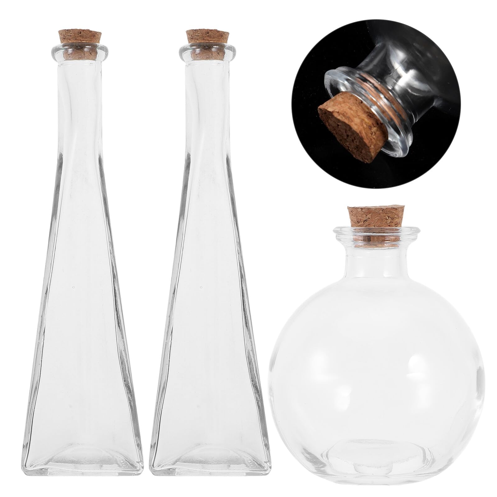TOYANDONA 3 Stück Glasflaschen mit Korken für Hochzeits Sandzeremonie Transparente Dekorative Fläschchen zum Aufbewahren von Sand Elegantes Origami Bastelgefäß