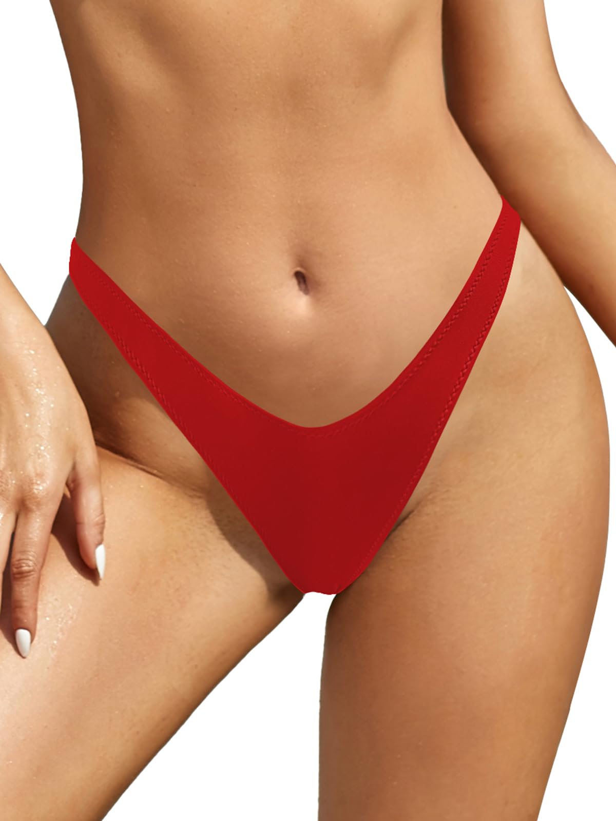 Bikini string rouge taille S SHEKINI bas brésilien en V pour femmes - 6