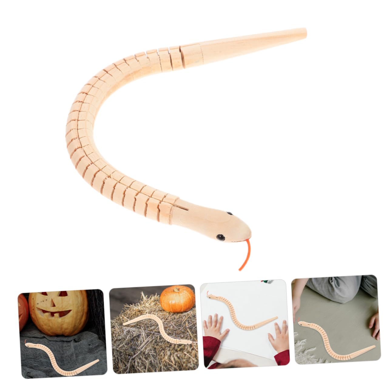 Amazon.co.jp: MOLUCKFU 3個木製 蛇 おもちゃ 自然素材の未完成ウッド