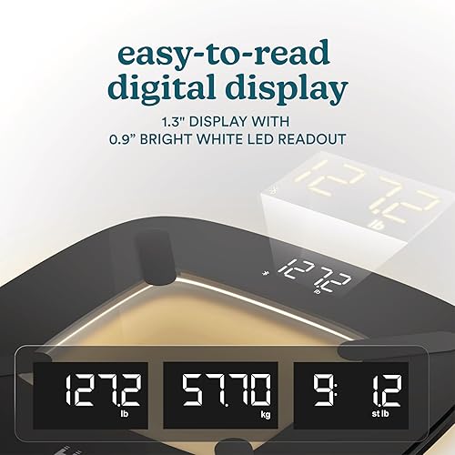 Miniatura 3 de Homedics Báscula inteligente digital, pantalla LED con detección de movimiento, análisis de 13 métricas corporales, sincronización Bluetooth,
