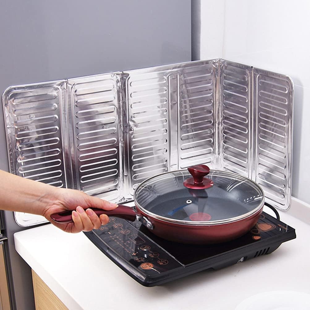 6pcs Oil Baffle Aluminum Stove Splatter Rv Stove Cover Splatter Screen Household Tools Oil-proof Plates Non Stick Oil Guard Aluminum Foil Wall