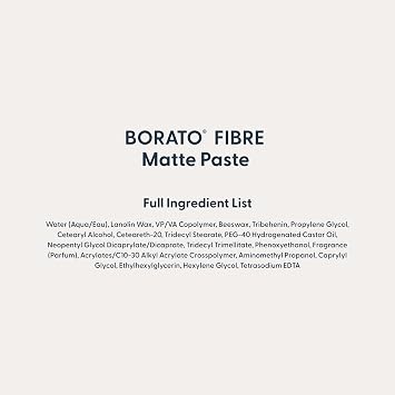 SEVEN Borato Fibre Matte Hair Paste, Texturizing Styling Paste for Men Women, Medium Hold Natural Finish, Sculpting Definition Control, Clay Wax Alternative, Lanolin Beeswax Formula, 1.7oz