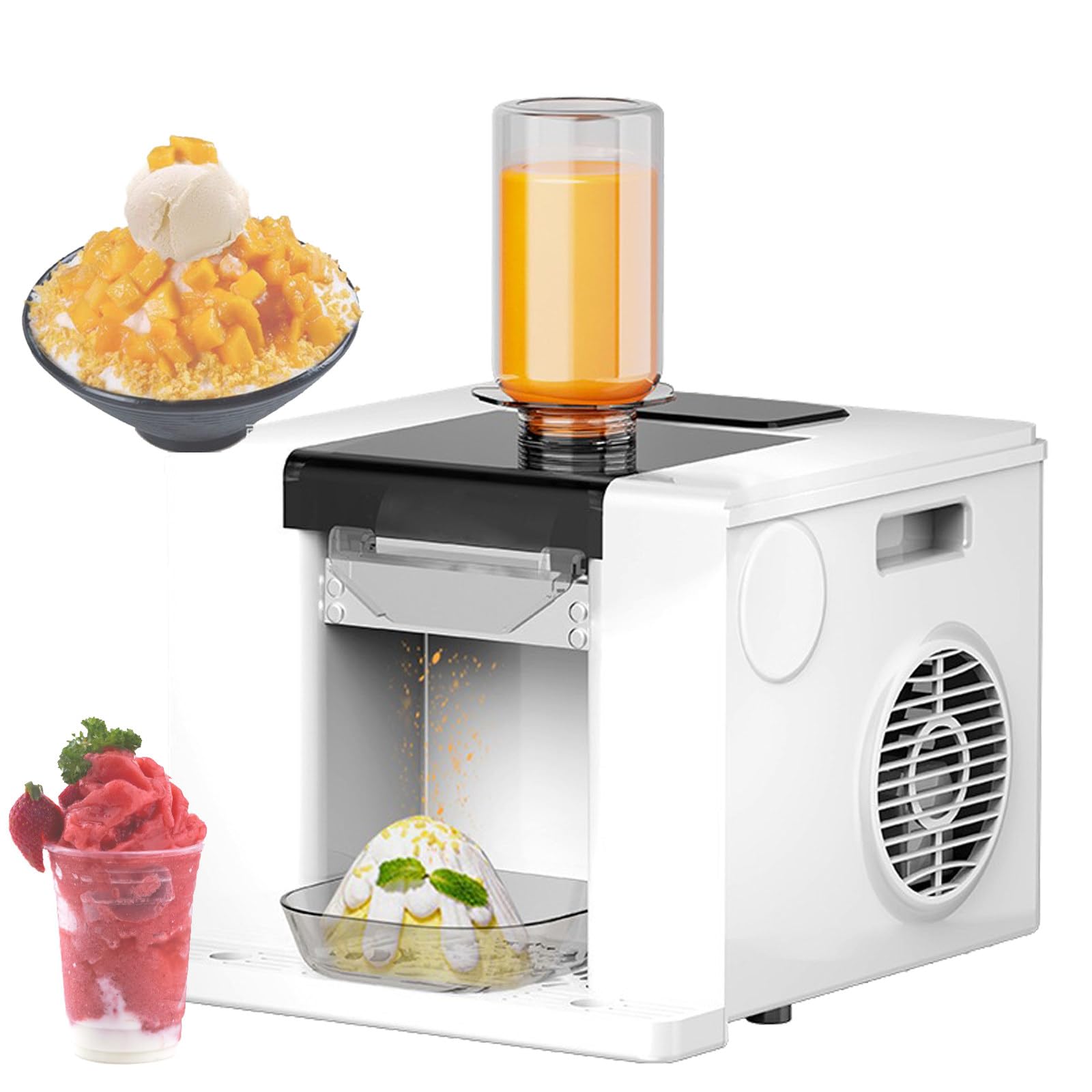 Trituradora de Hielo eléctrica para Hacer granizados con depósito de 750 ml y Bandeja recolectora para Preparar granizados en casa y en Fiestas.