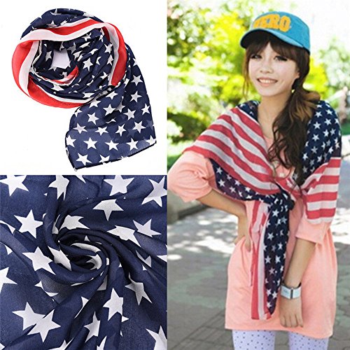 YGS USA Flag Scarf Patriotic Stars and Stripes - 1x w/Random Color and Design2