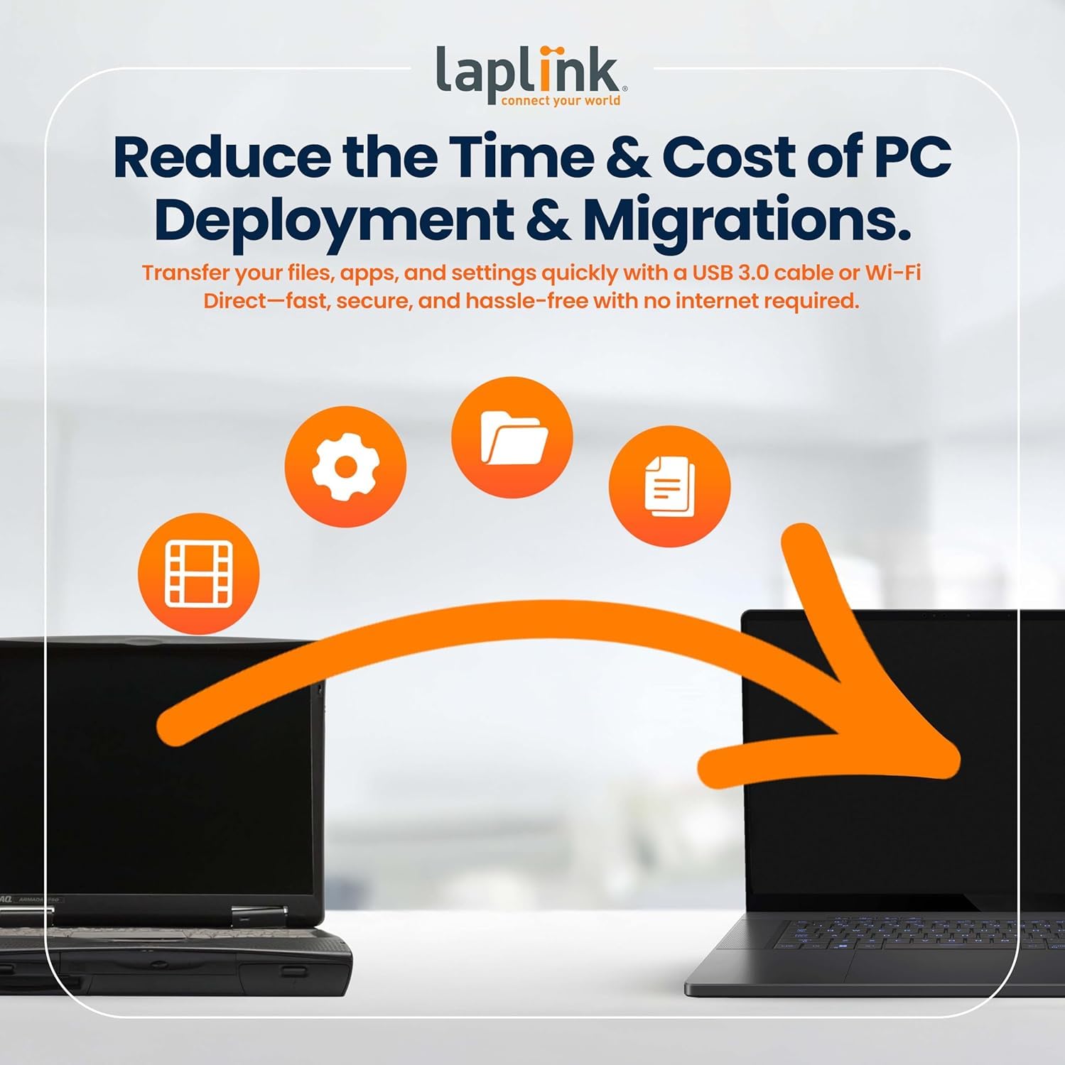 Laplink PCmover Business Standard - Software de migración de PC a PC - 10 usos - Migración automática de nuevas PC - Reducción del esfuerzo de TI y ahorro de tiempo y presupuesto