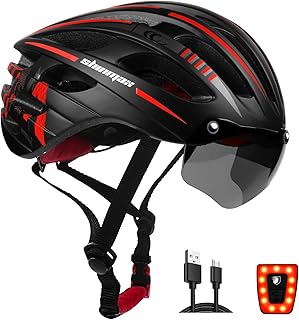 KINGLEAD Bicycle Helmet with Safety Light and Visor, CE Certified Unisex Protective Bicycle Helmet for Outdoor Cycling Extremely light and safe, adjustable bicycle helmet.