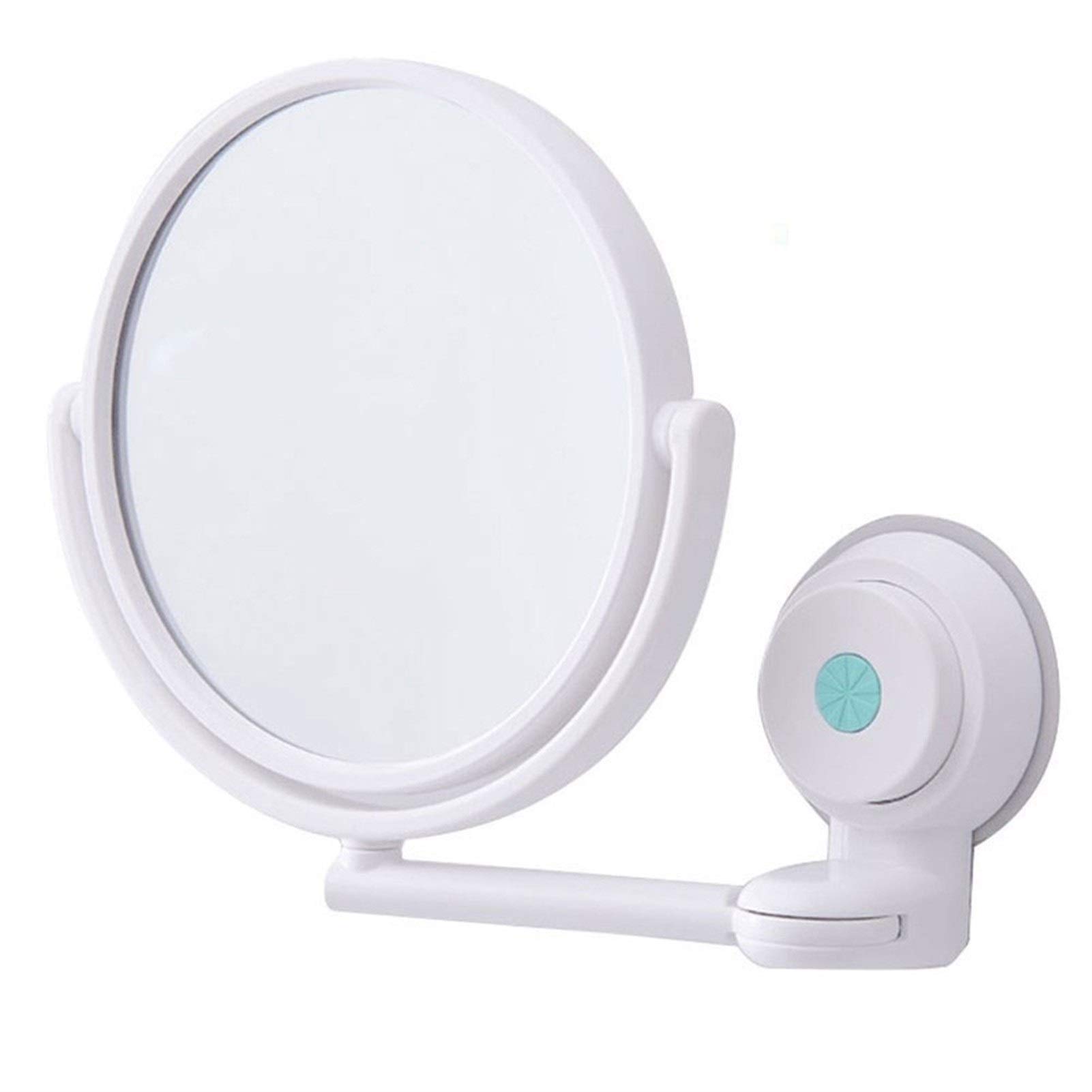 Specchio da trucco da parete con braccio girevole a 360 gradi ed estensibile, per bagno, bianco