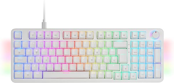 Mars Gaming MKPRO, Español, Teclado Mecánico Gaming Completo, RGB Chroma, Switches Hot-Swap Mecánicos, Antighosting, Rueda de Control, Software, Multiplataforma, Switch Silent, Blanco - 1