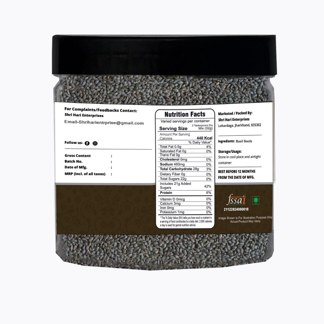 Kalpa raw basil seed 250 grams jar | A total of 250 grams of raw basil seeds for food. Tukmariya Sabja seeds to reduce body heat and weight management. Rich in omega -3, high fiber, nutrients, low calories | Healthy and nutritious diet for daily welfare Kalpa raw basil seed 250 grams jar | A total of 250 grams of raw basil seeds for food. Tukmariya Sabja seeds to reduce body heat and weight management. Rich in omega -3, high fiber, nutrients, low calories | Healthy and nutritious diet for daily welfare