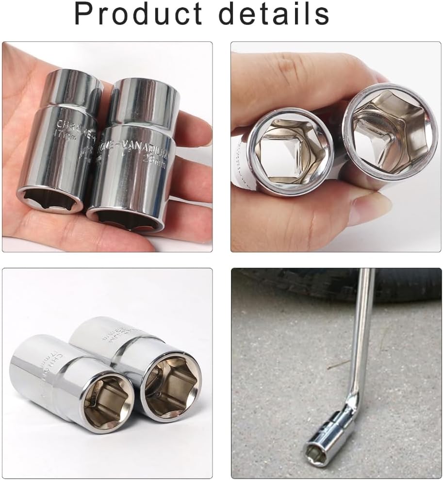 17/19mm and 21/23mm Double Ended Lug Wrenches for Car Wheel Nut Removal Tool