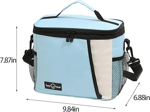 Miniatura 2 de Lonchera aislada para mujeres y hombres, bolsa de almuerzo reutilizable con correa ajustable para el hombro, bolsillos laterales dobles grandes para