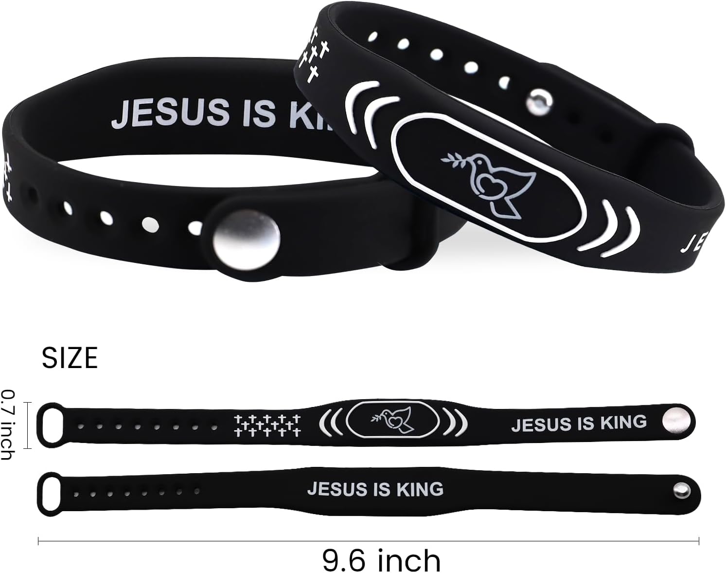2 Pack Bible Verse Bracelets, with NFC Scan Daily Scripture Bracelet Christian Gospel Wristband Faith and Style Combined Inspirational Religious Gifts for Men and Women (JESUS IS KING - Black) - Image 5