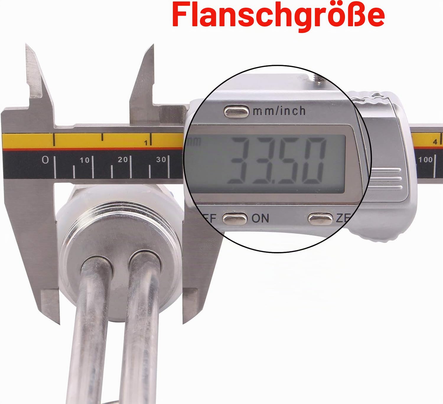 DERNORD Heizelement, 220 V, 1000 W, 2,5 cm, kurz, zusammenklappbar, elektrisch, Brühwasserboiler, Heizung, BSP-Gewinde, Edelstahl-Flansch