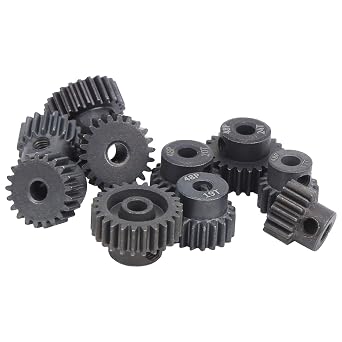 Rc Motor Gear pignone rc 2mm 10Pcs Set 16T?25T 7075 48P Steel RC Car Motor Gear Pinion RC 48P Pinion Gear Sets 3.175 rc motor gear for arrma senton For 1/8 1/10 Brushless Motor With 3.17Mm Shaft Gears