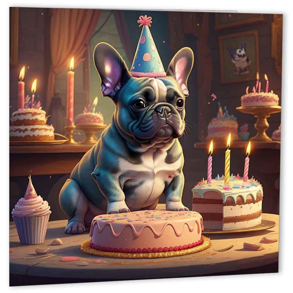 Biglietto Auguri Compleanno Con Bulldog Francese – Formato 145x145 Mm – Carta Riciclata
