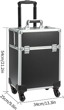 Professional Makeup Trolley Rolling Cosmetic Organiser | Vanity Case with Wheels Beauty Artist Salon Technician Organiser Large Aluminium Beauty Artist Trolley Box