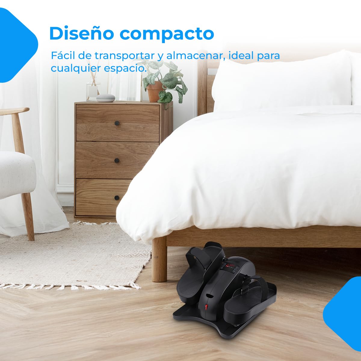 NK Mini Elíptica Eléctrica con Mando a Distancia - Pedaleador Silencioso para Casa u Oficina, 12 Niveles, Pantalla LCD, Entrenamiento Pasivo, Compacto, Color Negro