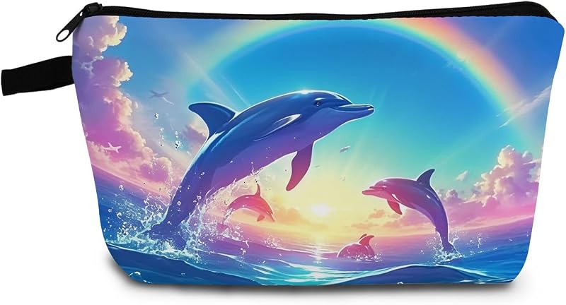 Necessaire de maquiagem com estampa de golfinho YULUENZE Dolphin 04