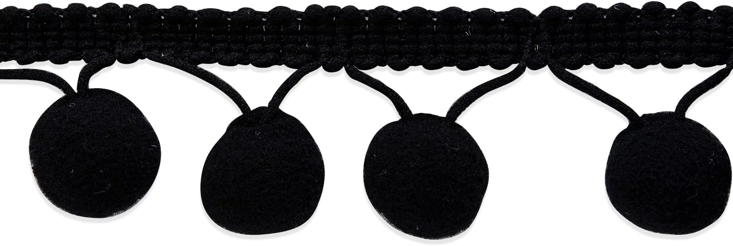 Trims by the Yard 5/8" Lolita Pom Fringe Black | (10 Yard Cut) Trim