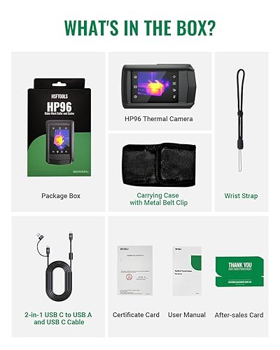 Miniatura 9 de HP96 Cámara de imágenes térmicas, cámara térmica con pantalla táctil de 3.5 pulgadas con cámara visual, detección inteligente de escenas, resolución