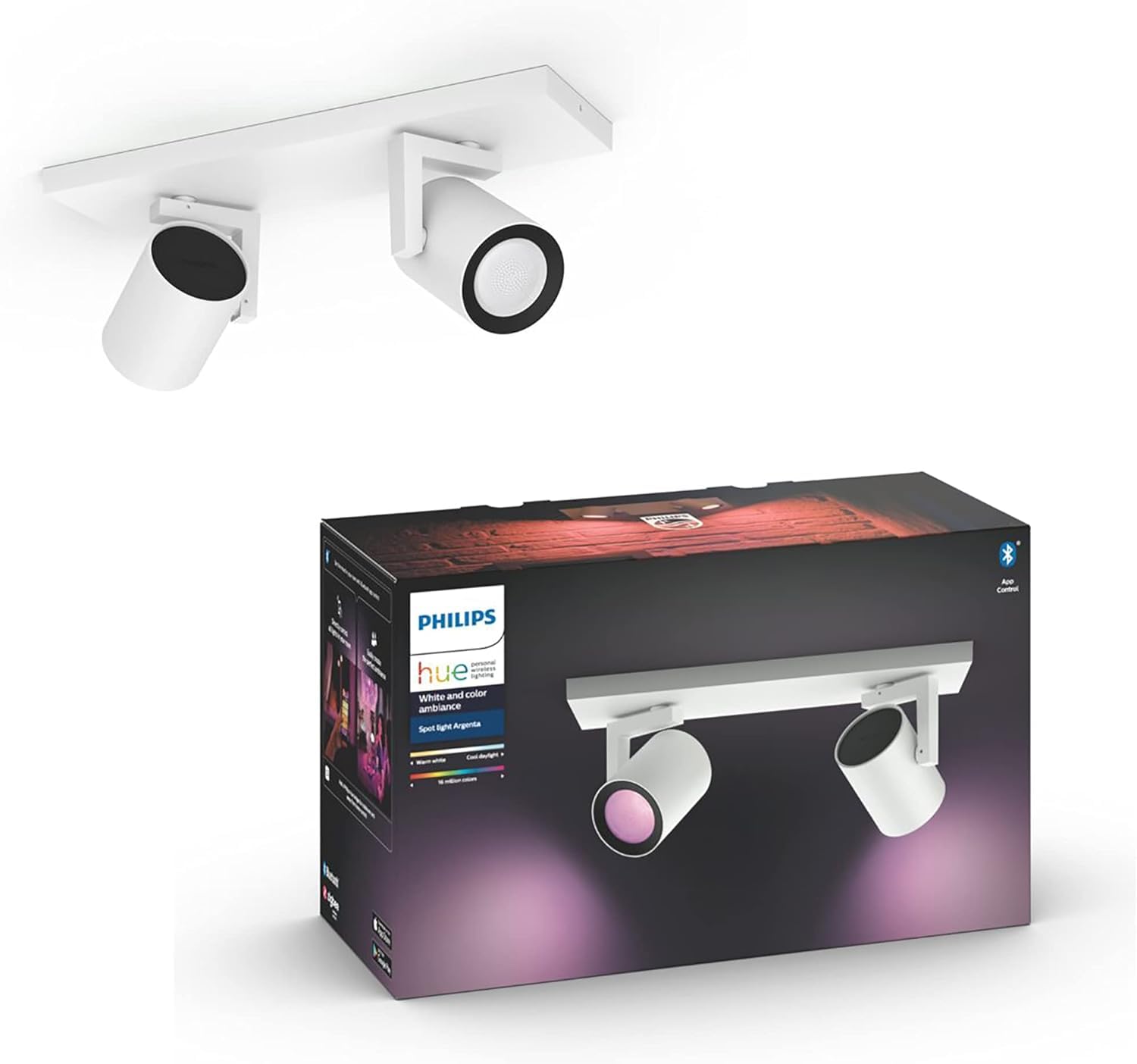 Philips Hue Argenta Colour Smart LED Double Spotlight