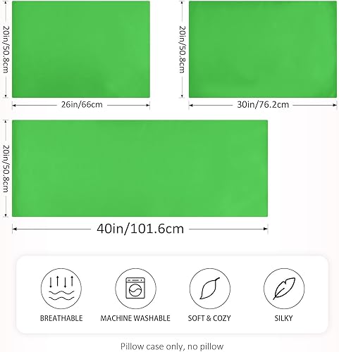 Miniatura 2 de Joisal Fundas de almohada verde lima, funda de almohada King, con cierre de sobre, funda de almohada de seda, 40x20 pulgadas