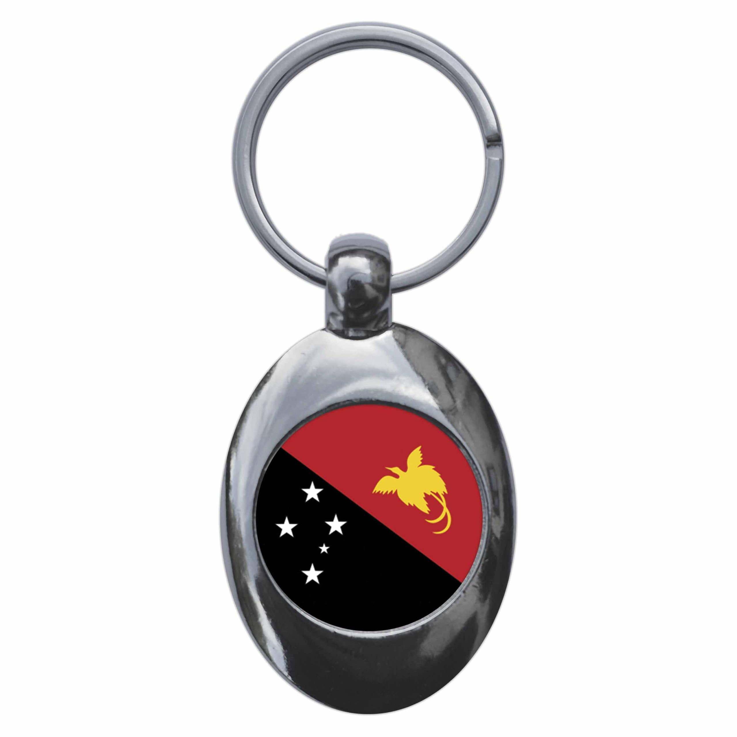 Ozorath Papua New Guinea National Flag Keyring Keychain Key Ring Chain With Trolley Coin