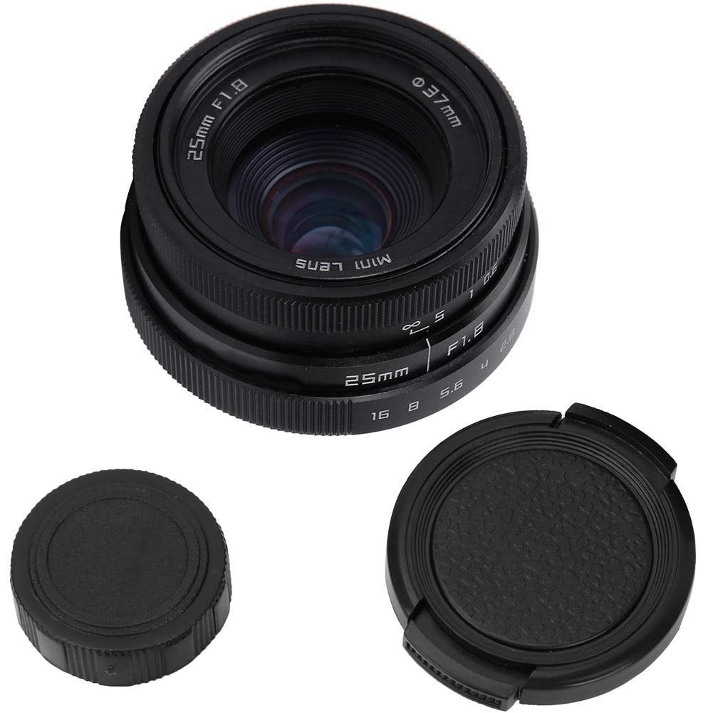 Weitwinkelobjektiv, 25 mm F1.8 Mini-CCTV-C-Mount Professionelles HD-Weitwinkelobjektiv für Bars/Geschäfte/Parkplätze/Häuser/Lagerhäuser, Camcorder-Kameralinsen(Schwarz)