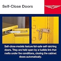 Vista 6 de Eagle Hecho en América 4 Galones Armario de Almacenamiento de Líquidos Inflamables, Autocierre Ahorrador de Espacio Resistente al Fuego