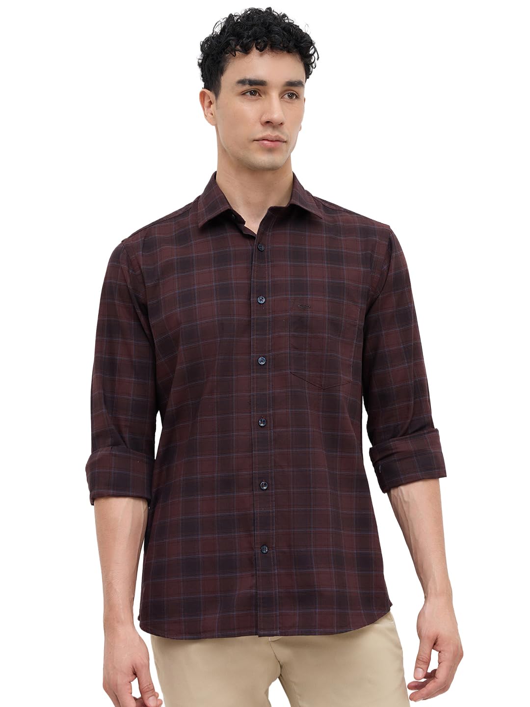 Men Regular Fit Checks Pattern Pure Cotton Semicutaway Collar Full Sleeve Casual Shirt-image-33