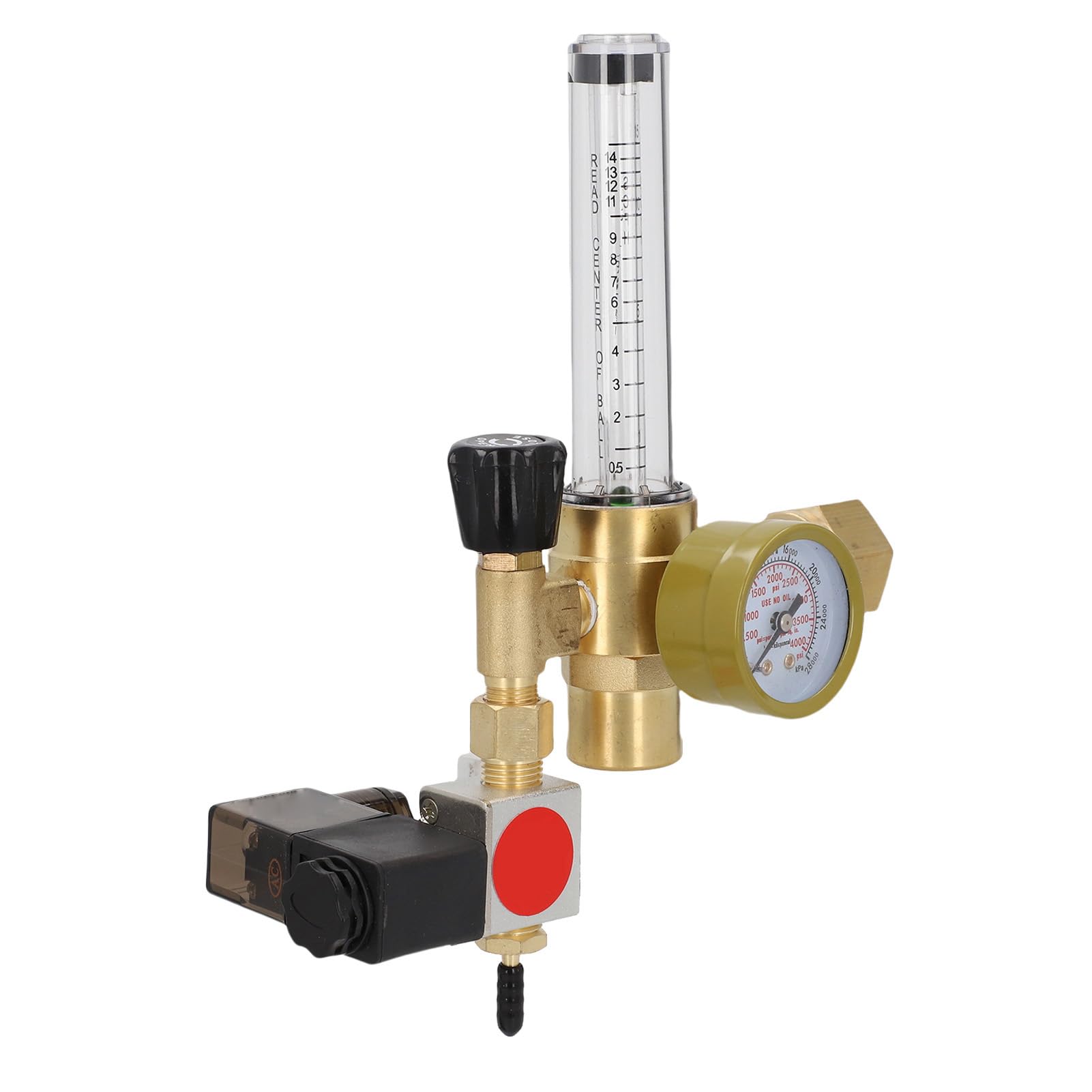 Eujgoov Regulador de CO2 Metrón de Flujo de Flujo Dual Válvula de Latón Material de Latón Hydroponics Interiores (EU Enchufe 220V)