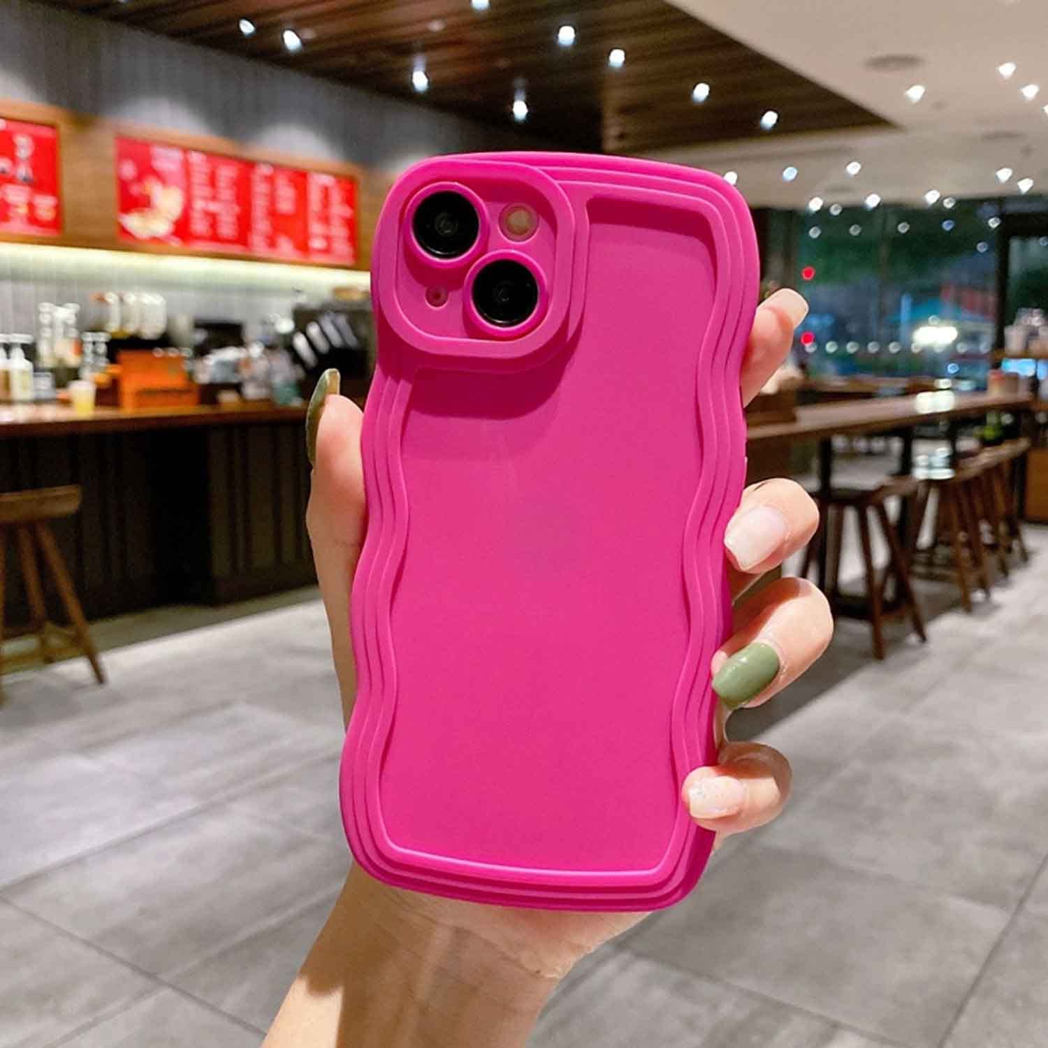 KC Back Cover for Apple iPhone 14, Curly Wave Shape Shockproof Bumper Soft Silicone Case with Camera Protection (Pink) (B0C4HF4CQ7) Amazon Price History, Amazon Price Tracker