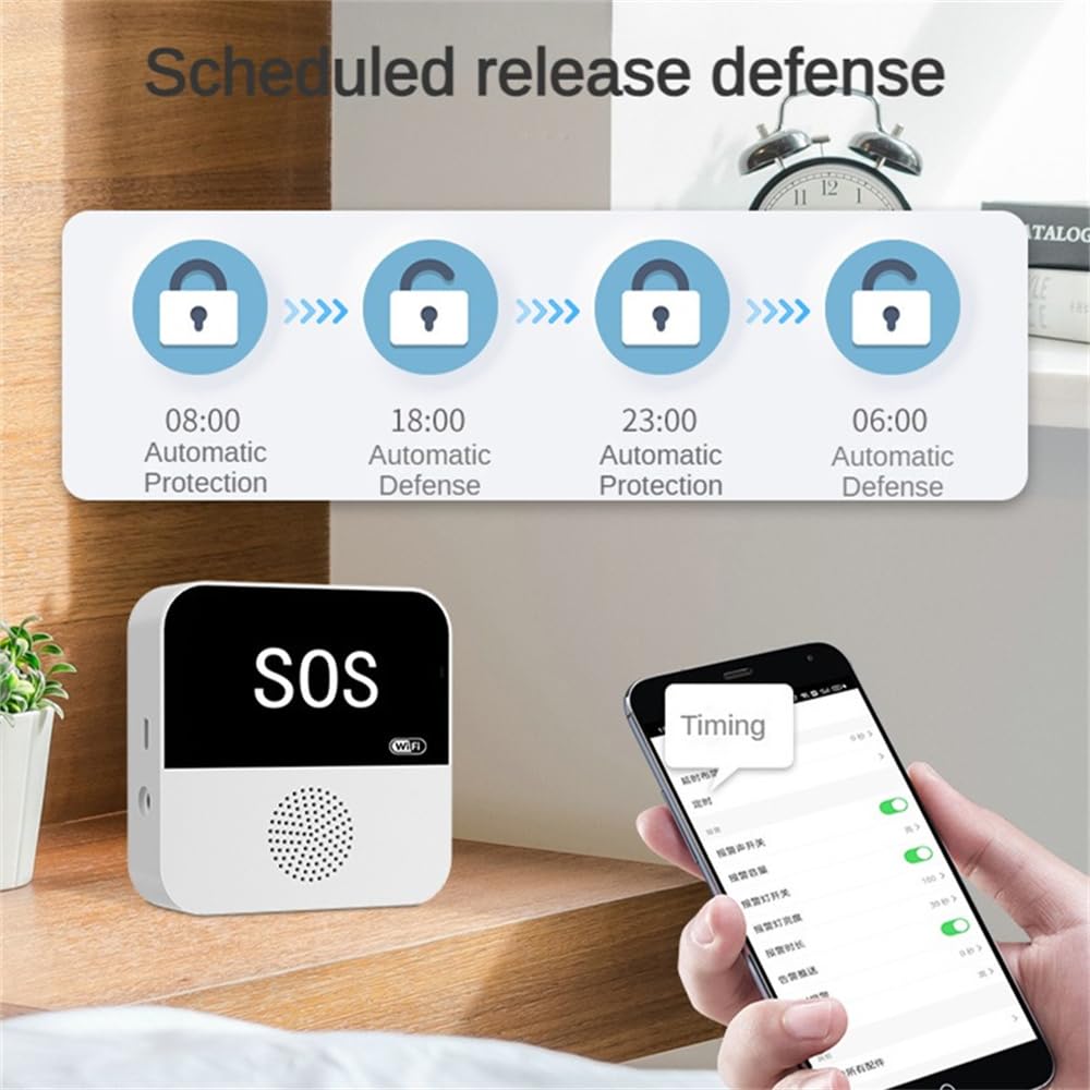 Pulsante Emergenza Anziani, 2.4GHz Wifi Wireless Salva Vita x Anziani con 5 SOS Anziani e 1 Ricevitore, Pulsante Salvavita Anziani Ricaricabile Built-in 12 Allarme Suono per Anziani Gravida