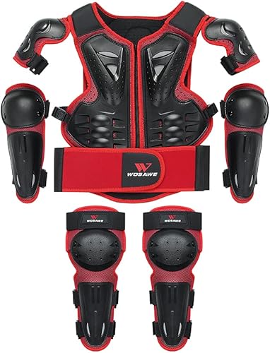 WOSAWE Protector de pecho para motocross, rodilleras, coderas, coderas y cuatrimotos juveniles, kit de equipo de protección