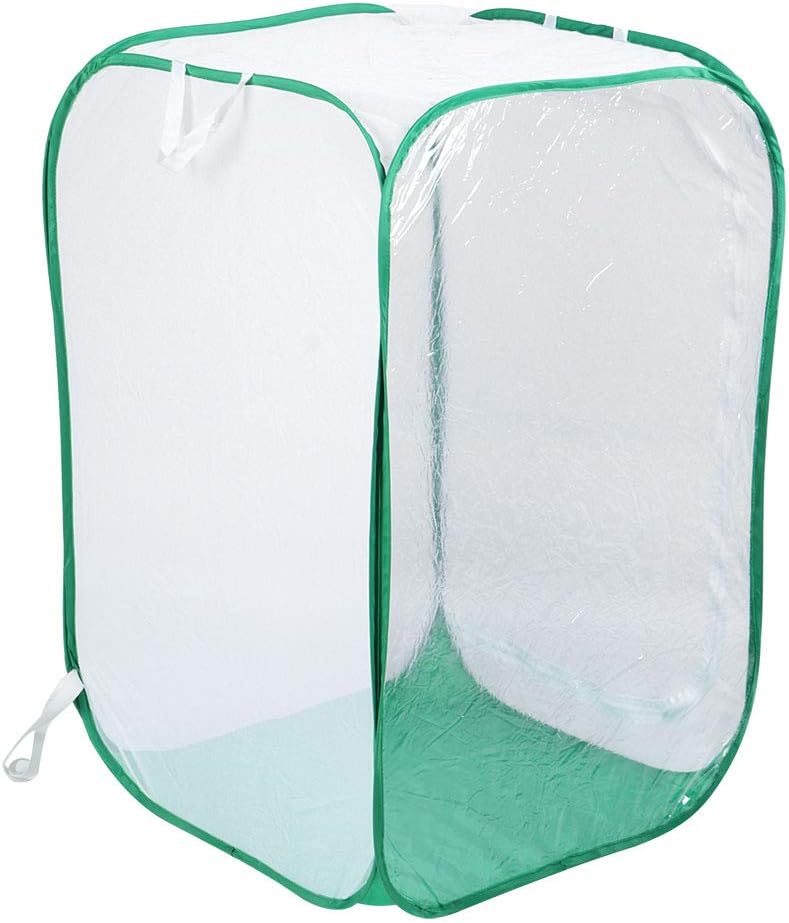 Folding Ventilated Cage with Zipper Opening, Collapsible Mesh Cage for Plant House, Convenient Handle for Easy Transportation, Transparent Material for Observation, Spacious Design
