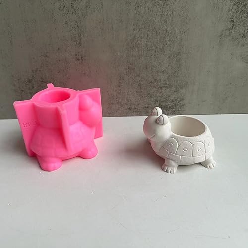 Miniatura 3 de Yalulu Moldes de silicona para macetas con forma de tortuga, Caja de almacenamiento Moldes de resina epoxi, Florero de maceta suculenta Molde de