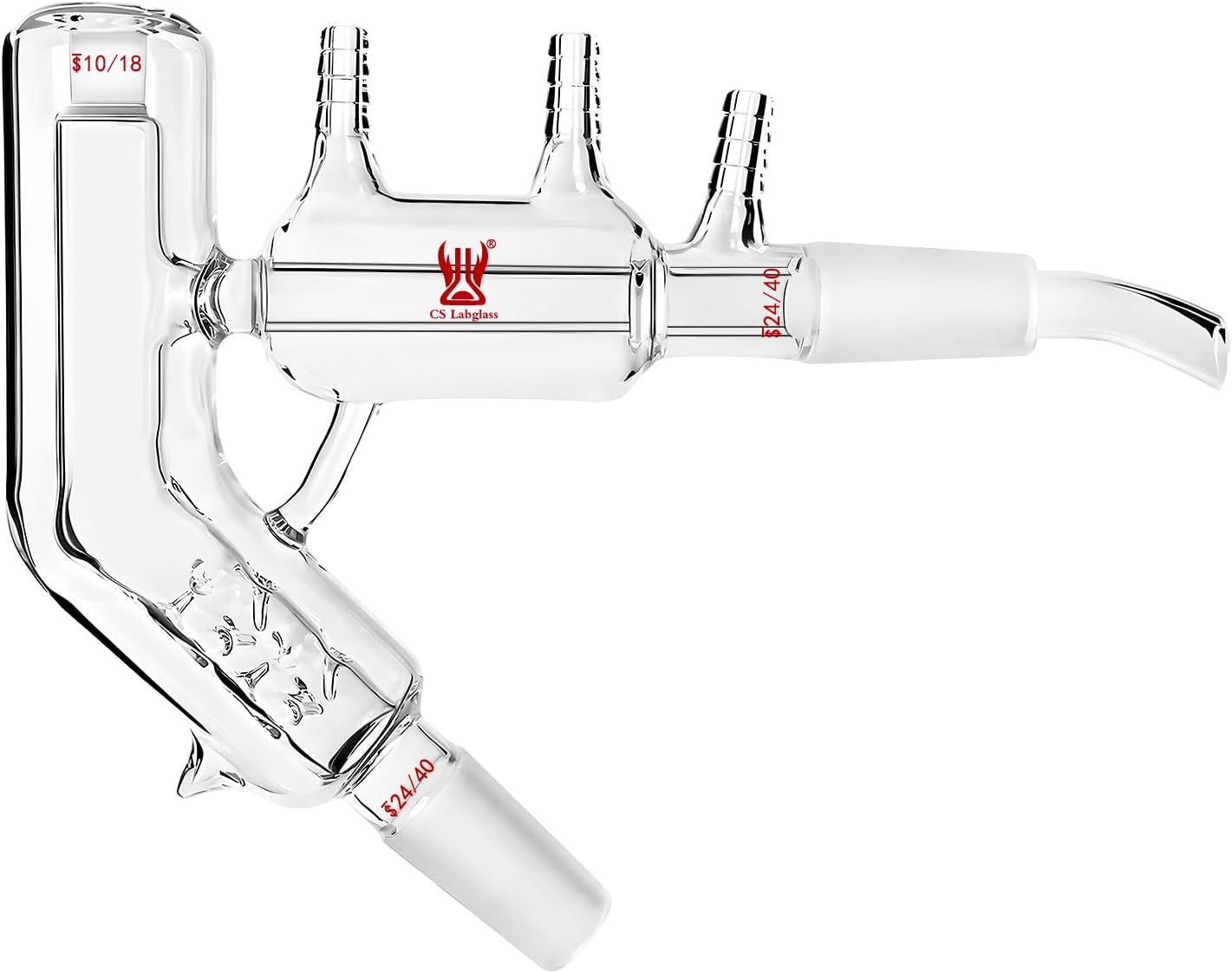 Glass Short Path Distillation Head with Vigreux and Vacuum Jacketed, Borosilicate Glass Short Path Distilling Apparatus with 24/40 Inner Joints & 10/18 Thermomter Joint, Lab Glassware