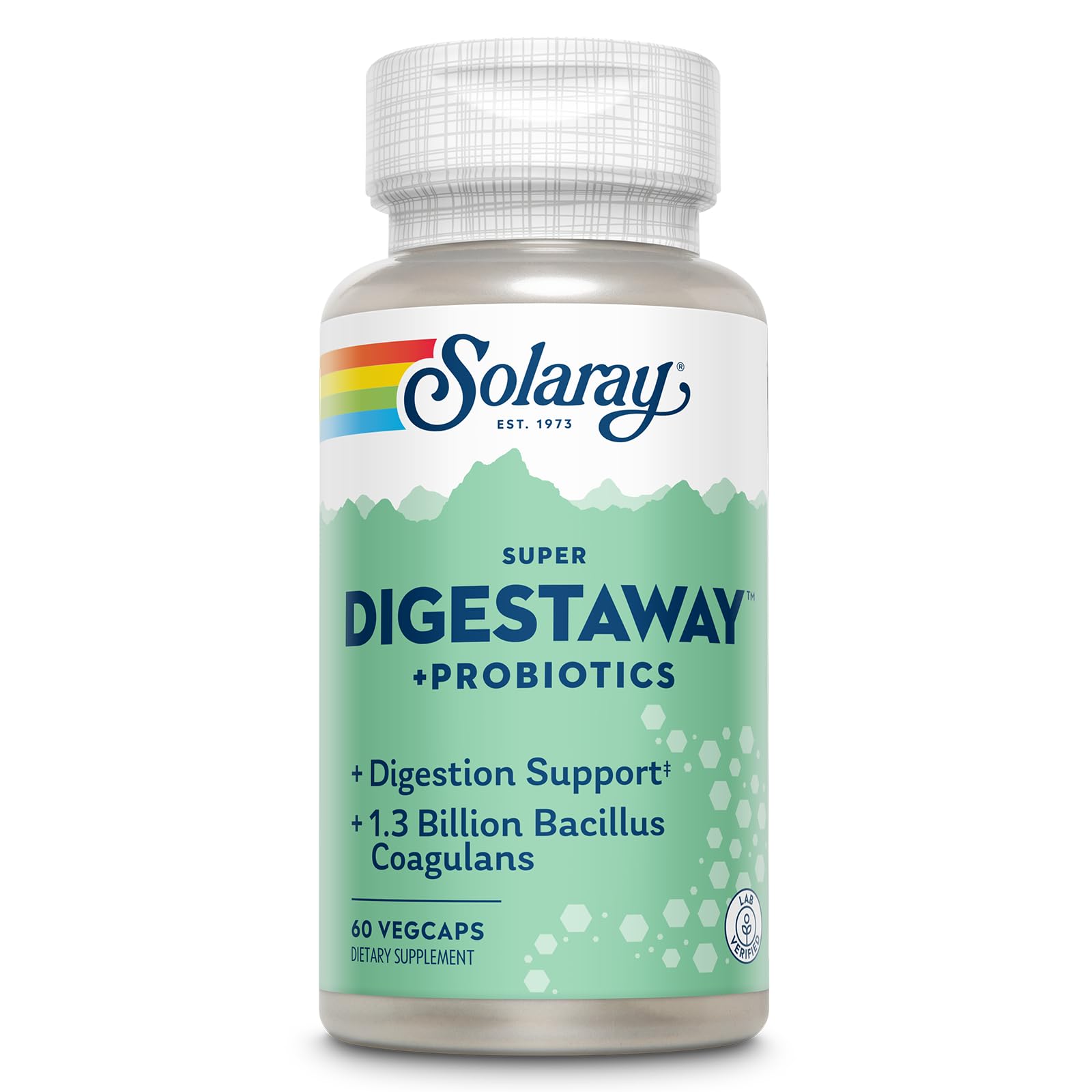 SOLARAY Super Digestaway Plus Probiotics, Digestive Enzymes with Probiotics for Women and Men, Digestion and Gut Health Support - with Pacreatin, Papaya, Bromel