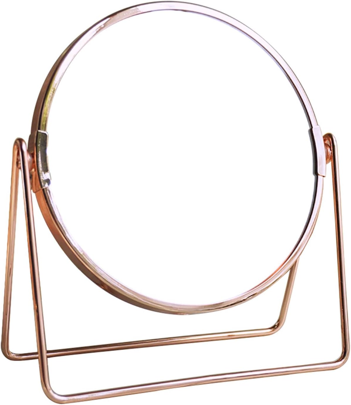 Double-Sided Makeup Mirror, Home Use Makeup Mirror Girl Cosmetics Mirror Desktop Metal Makeup Mirror Bedroom Desktop Mirror,Rose Gold