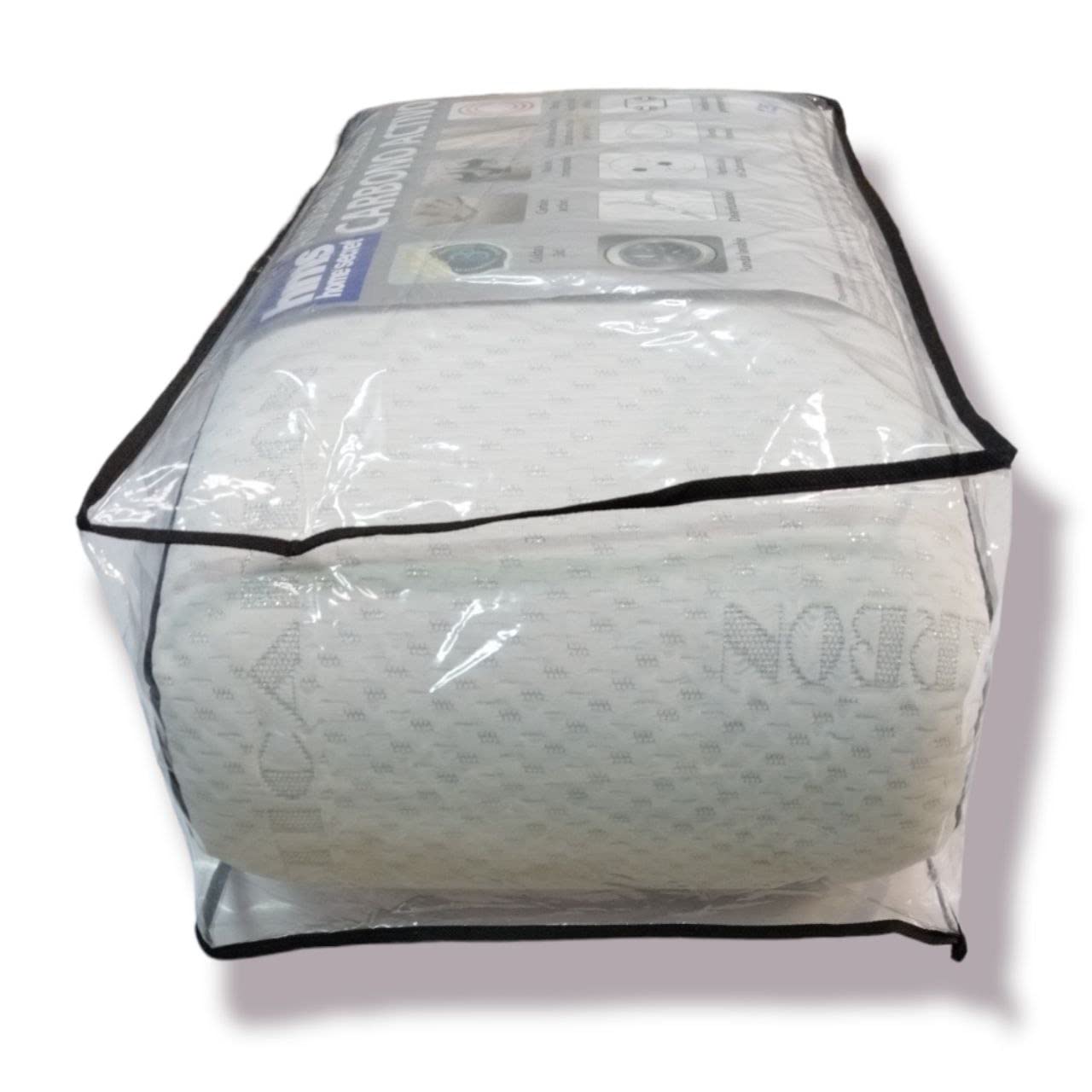 Almohada viscoelástica de carbono activo - Elimina olores, estática, humedad y bacterias - Transpirable Microperforada doble funda - Suave y cómoda - Recomendada para personas con alergias (135 cm)