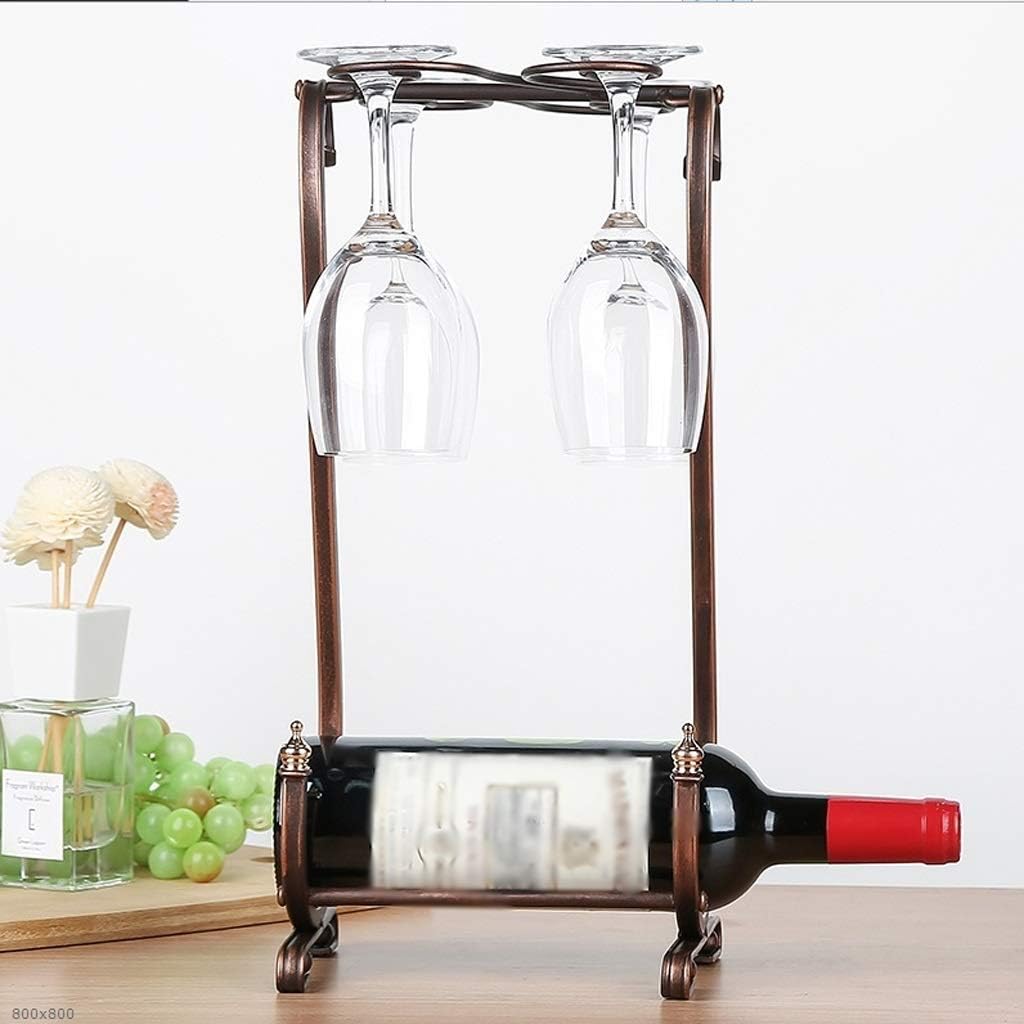 Creative Wine Rack Wine Holder Ornaments Wine Glass Frame Bottle Rack with 4 Glasses