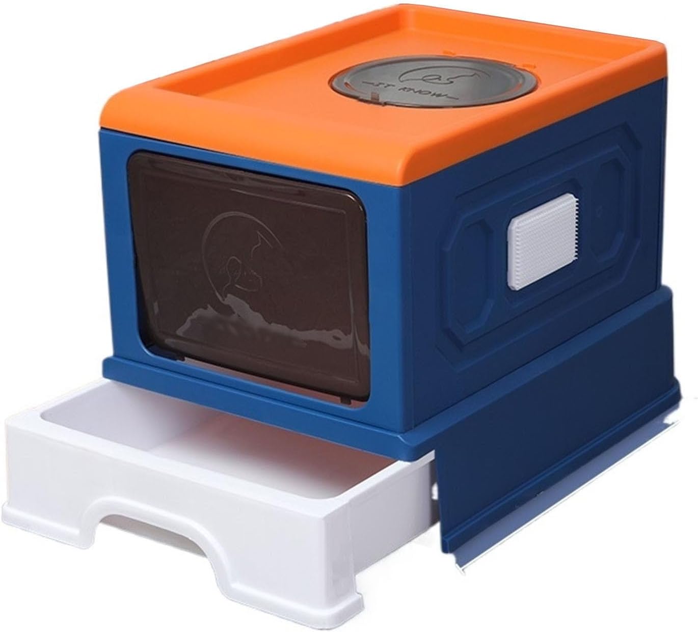 Litterbox Fully Enclosed Cat Litter Pan, Cats Litter Box with Front Entry & Top Exit Large Space Toilet Boxes, Drawer Cat Litter Box Pet Supplies Cat Litter Tray(Blue)