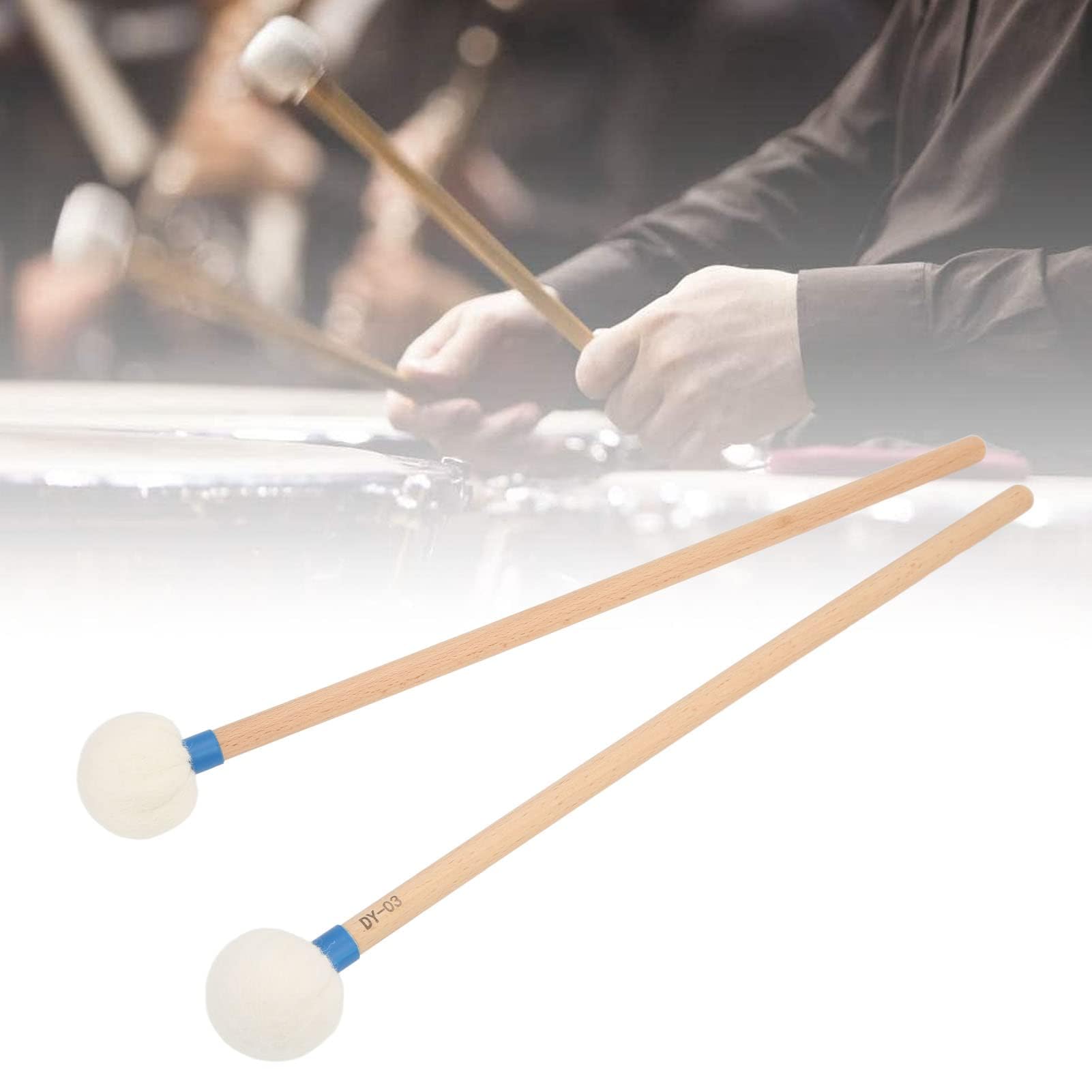 Bacchette per Batteria Multiuso con Testa in Feltro – Accessori per Grancasse, Timpani e Rullanti – 2 Pezzi (Blu)