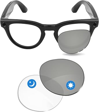 Replacement Lenses Compatible with Ray-Ban Meta RW4009 50mm & Gen 2 RW4013 50mm Photochromic Clear 50mm Headliner Classic Upgrade Accessories, Smart Eyeglass Lenses for Women & Men