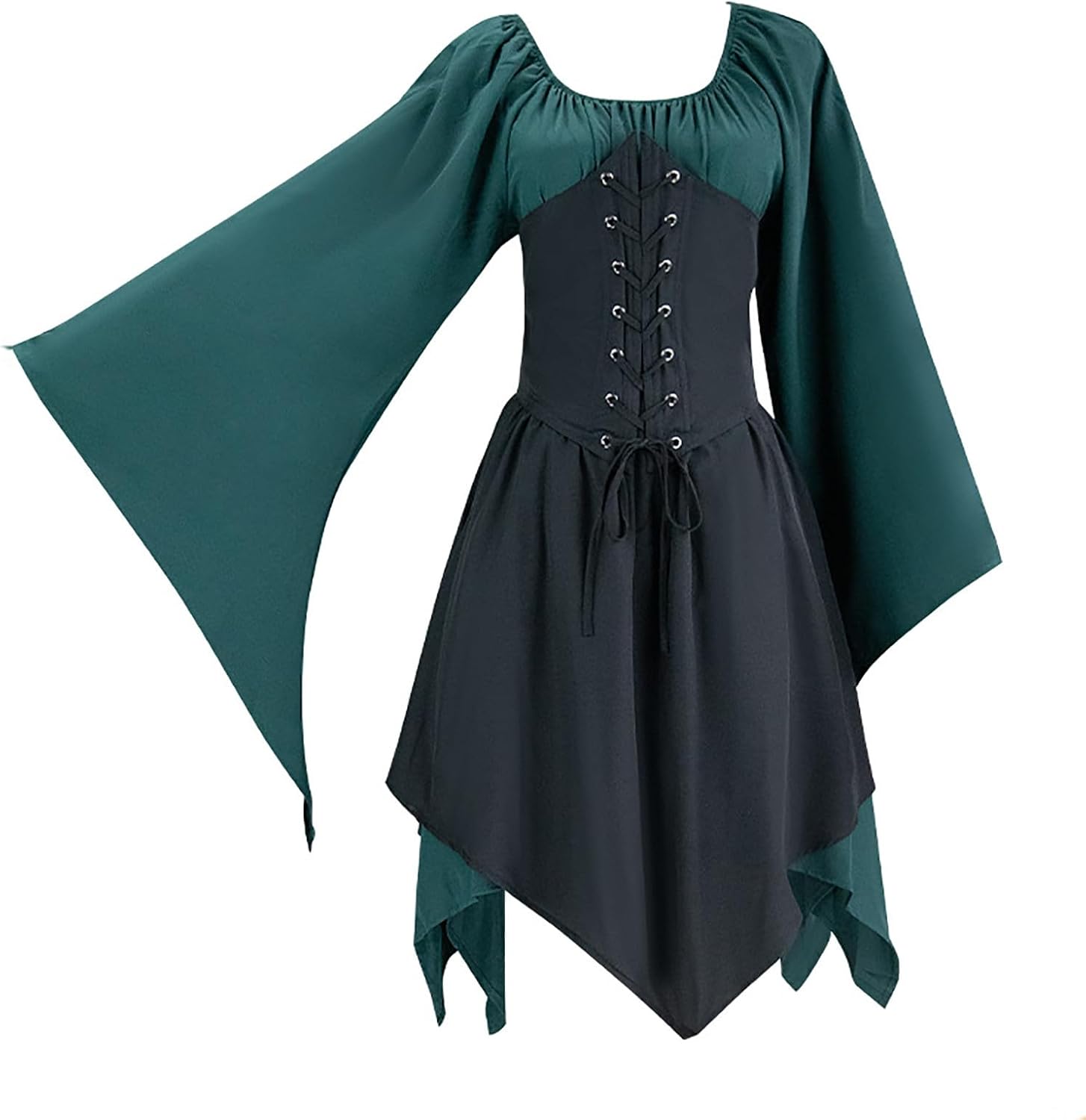 Women Traditional Irish Dress Medieval Renaissance Costume Flare Sleeve Corset Skirt Elven Archer Fancy Dress